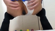 Trap Ladyboy Schoolgirl marbles anal play