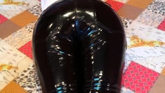 Squeezingmy ass in shiny vinyl pants