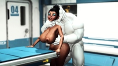 A sexy young busty ebony has hard anal sex with sex robot