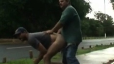 Daddy And Guy Fucking Outdoor Near Road