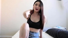 Asian Sweet Teen black sock masturbation
