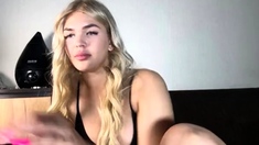 Blonde With Natural Big Boobs Loves Putting A Toy In Her