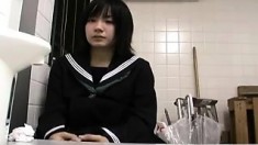 Sweet japanese college doll eating penis in POV style