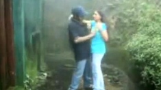 British Indian couple fuck in rain storm at hill station