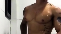 black guy shower with his giant cock