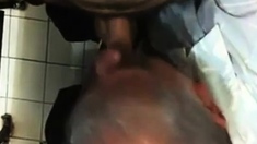 Old man get fuck in toilet nice Mouth cum
