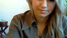 Blonde Shows Flashes On Webcam