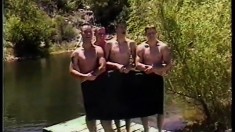 Four Men Have A Circle Jerk At The Lake